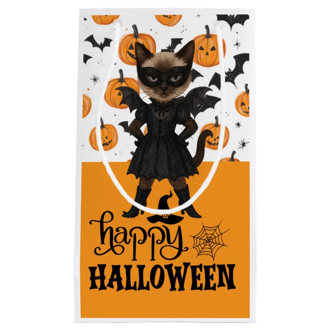 Sacola Para Presentes Pequena Cat Halloween (Frente)