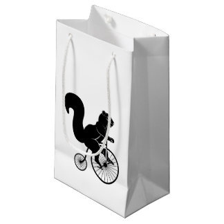 Sacola Para Presentes Pequena Cavaleiro do esquilo na bicicleta velha