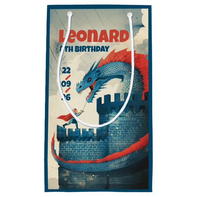 Sacola Para Presentes Pequena Cavaleiro sem rosto e Dragão (Frente)