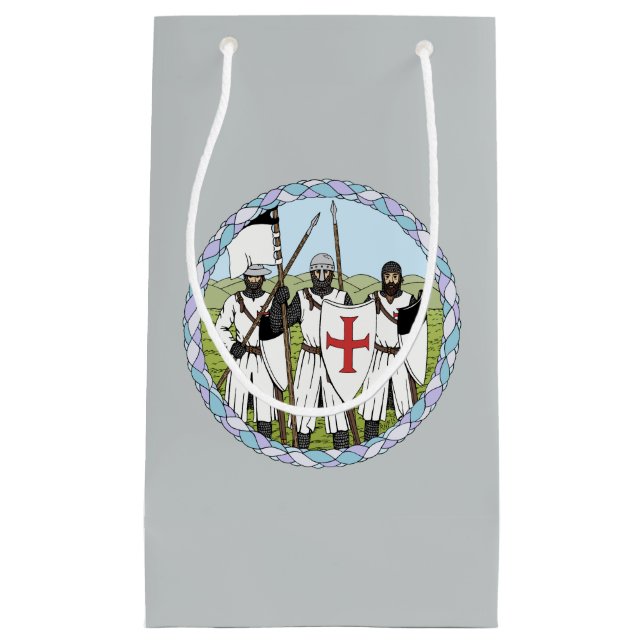 Sacola Para Presentes Pequena Cavaleiros Medievais Templários (Frente)