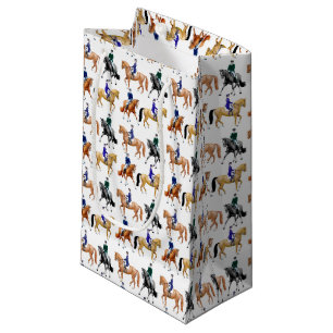Sacola Para Presentes Pequena Cavalos de Dressage e Cavaleiros, Saco-Presente Eq
