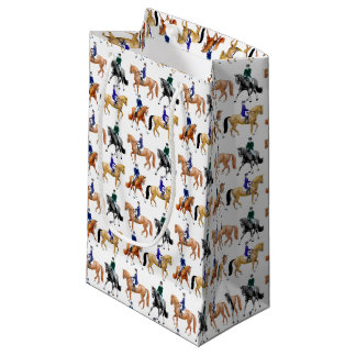 Sacola Para Presentes Pequena Cavalos de Dressage e Cavaleiros, Saco-Presente Eq