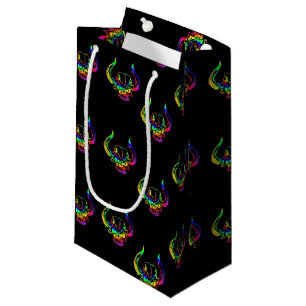 Sacola Para Presentes Pequena Caveira colorida sobre preto