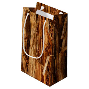 Sacola Para Presentes Pequena Cedar Textura de Latido de Madeira