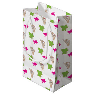 Sacola Para Presentes Pequena Celebrações cor-de-rosa e verdes bonito