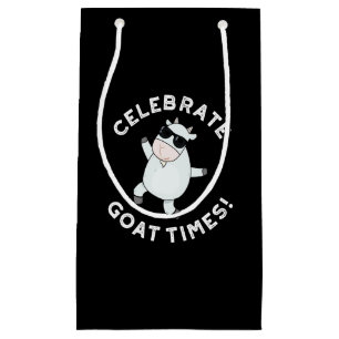 Sacola Para Presentes Pequena Celebrar o Goat Times Positivo Animal Pun Dark BG