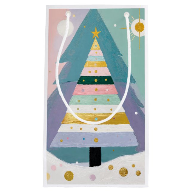 Sacola Para Presentes Pequena Celestial Pastel Christmas Tree (Frente)