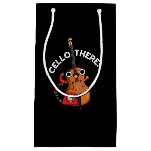 Sacola Para Presentes Pequena Cello Lá Engraçado Telefone Pun Dark BG