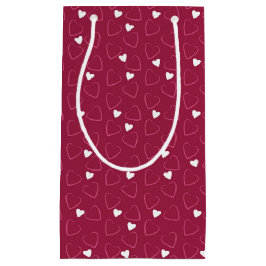 SACOLA PARA PRESENTES PEQUENA CÉLULAS DE CORAÇÕES DE DIA DE OS NAMORADOS VERMELH