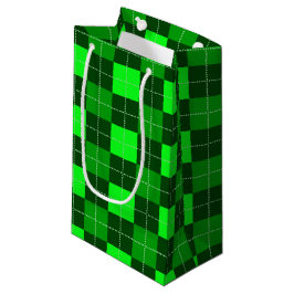 SACOLA PARA PRESENTES PEQUENA CÉLULAS DE PADRÃO DE XADREZ CELTICA VERDE IRLANDES
