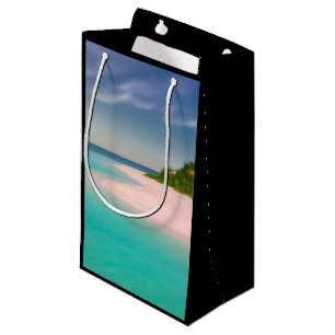 Sacola Para Presentes Pequena Cena de praia tropical Oceano Água-marinha