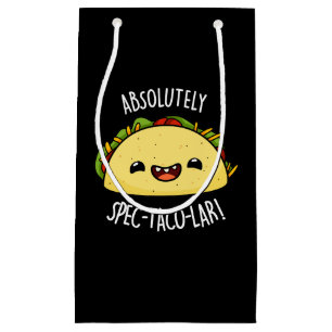 Sacola Para Presentes Pequena Certamente Spec-Taco-Lar Funny Taco Pun Dark BG
