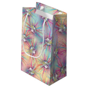 Sacola Para Presentes Pequena Chá de fraldas de esfera Disco Groovy Pastel Rainb