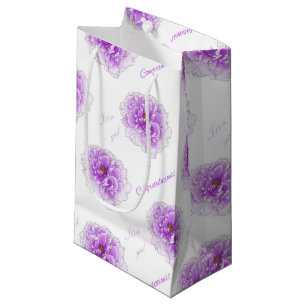 Sacola Para Presentes Pequena Chá de fraldas de Flor Roxo