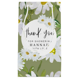 Sacola Para Presentes Pequena Chá de fraldas De Margarida Branca Obrigado A Favo