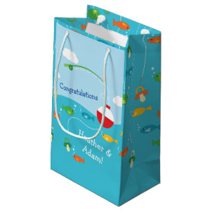Sacola Para Presentes Pequena Chá de fraldas de pesca do tema Peixe para pescad