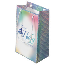 Sacola Para Presentes Pequena Chá de fraldas De Sereia Sob Pastel Marinho