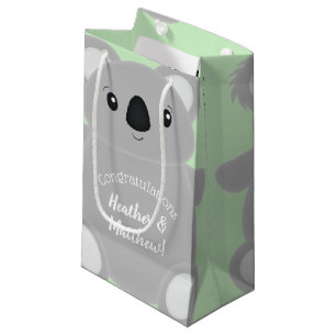 Sacola Para Presentes Pequena Chá de fraldas de Urso de Koala Verde
