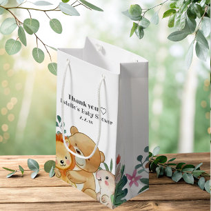 Sacola Para Presentes Pequena Chá de fraldas Engraçado de Animais da Floresta