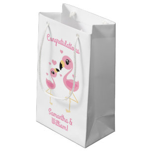 Sacola Para Presentes Pequena Chá de fraldas Flamingo Cute Tropical