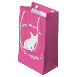 Sacola Para Presentes Pequena Chá de fraldas francês Bulldog francês cor-de-rosa