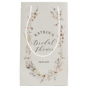 Sacola Para Presentes Pequena Chá de Noiva Flor Silvestre Boho Rústico Elegante