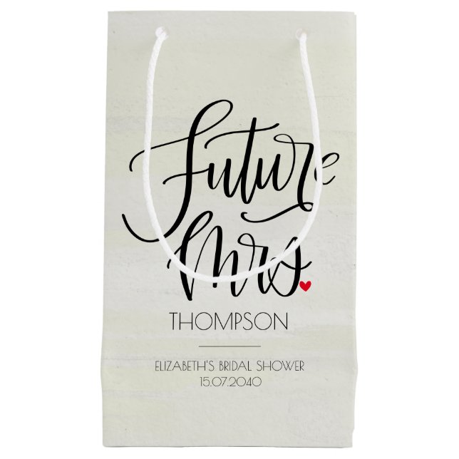 Sacola Para Presentes Pequena Chá de panela de Caligrafia Moderna (Frente)