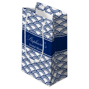 Sacola Para Presentes Pequena Chá de panela de padrões Royal Blue Seigaiha