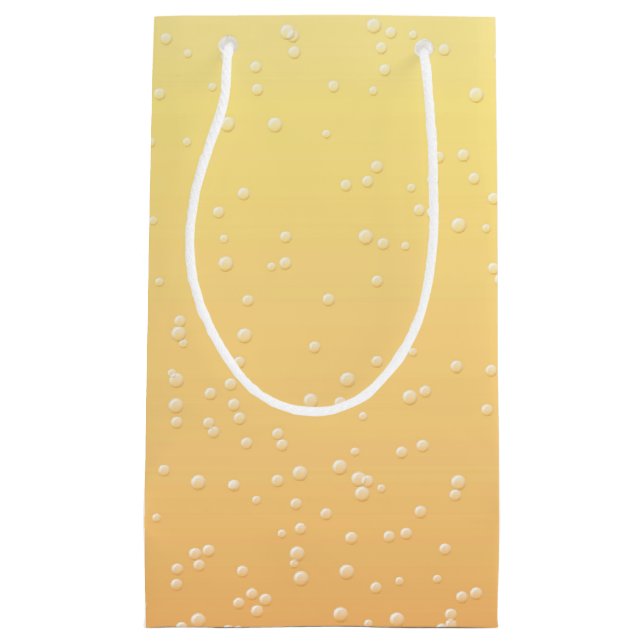 Sacola Para Presentes Pequena Champanhe com bolhas pequenas (Frente)