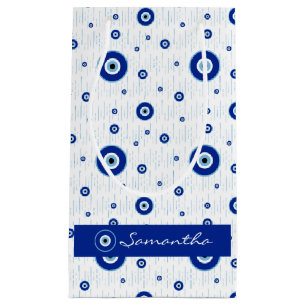 Sacola Para Presentes Pequena Charme de Mau Nazar Azul Tradicional