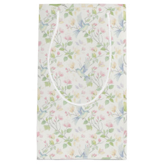 Sacola Para Presentes Pequena Charming Spring Bird and Floral