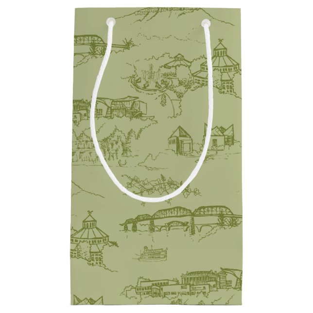 Sacola Para Presentes Pequena Chattanooga Toile Green (Frente)
