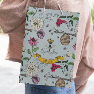 Sacola Para Presentes Pequena Chic Beehive Blue Floral