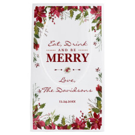 Sacola Para Presentes Pequena Chic Christmas Red Poinsettia Coma Bebida e seja F