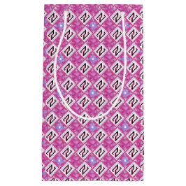 Sacola Para Presentes Pequena Chic Rosa Alfabeto Geométrico Inicial N