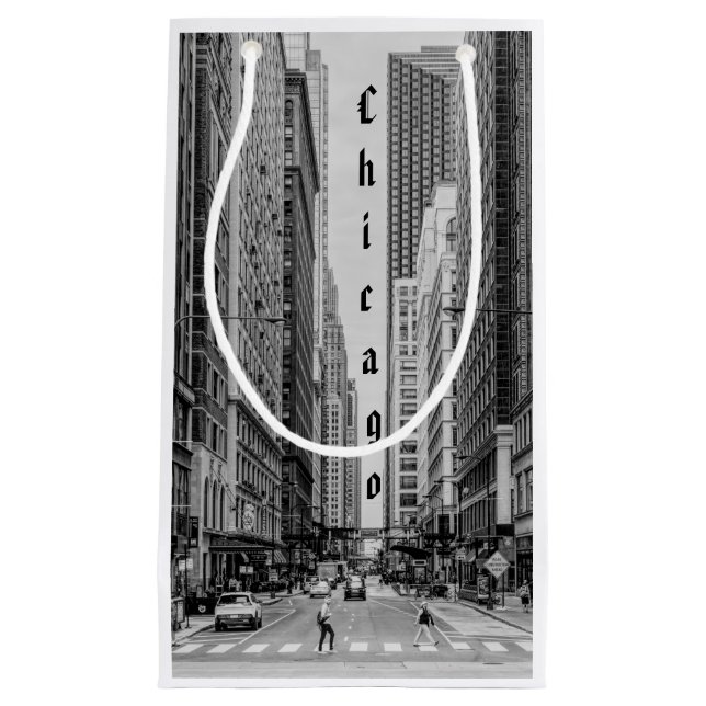 Sacola Para Presentes Pequena Chicago Madison Street Grayscale Gift Bag (Frente)