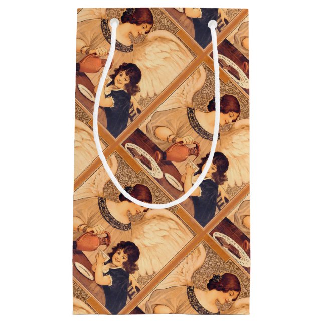 Sacola Para Presentes Pequena Chocolate Angel French Antiguado (Frente)