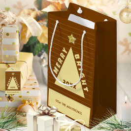 Sacola Para Presentes Pequena Chocolate Minimalist Christmas Tree Name