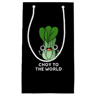 Sacola Para Presentes Pequena Choy To World Engraçado Veggie Pun Dark BG