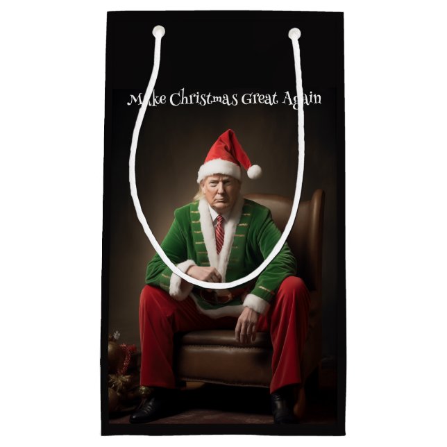 Sacola Para Presentes Pequena Christmas Elf Donald Trump (Frente)
