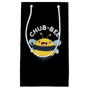 Sacola Para Presentes Pequena Chub-Bee Engraçado Chubby Bee Pun Dark BG