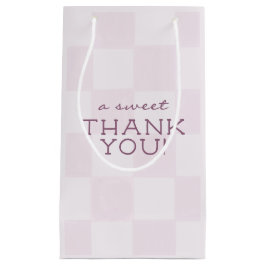 Sacola Para Presentes Pequena Chuva de Bebê Rosa Xadrez Moderna Fofa