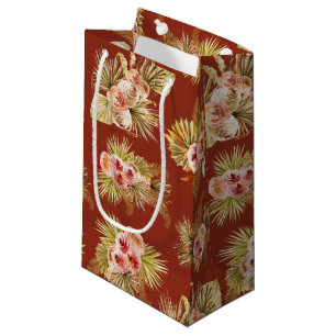 Sacola Para Presentes Pequena Chuva de Noiva Floral Tropical Vintage