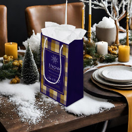 Sacola Para Presentes Pequena Chuveco Xadrez Vovô Natal Casamento de Inverno