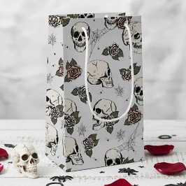 Sacola Para Presentes Pequena Cinza Clara, Legant Dark Halloween Skull