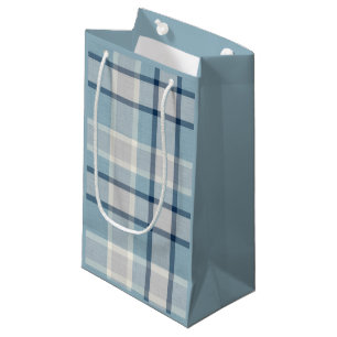 Sacola Para Presentes Pequena Cinza clara texturizada a azul
