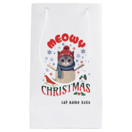 Sacola Para Presentes Pequena Cinza-de-Natal, Mata-de-gato