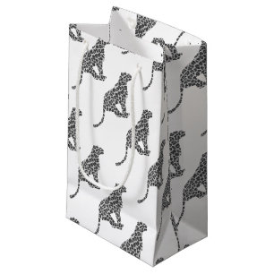 Sacola Para Presentes Pequena Cinza-leopardo e Cinza-luz