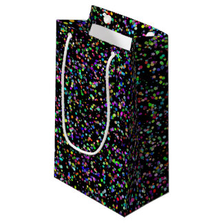 Sacola Para Presentes Pequena Círculos coloridos bolhas em um padrão único preto