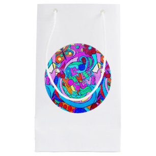 Sacola Para Presentes Pequena círculos de amor hippie